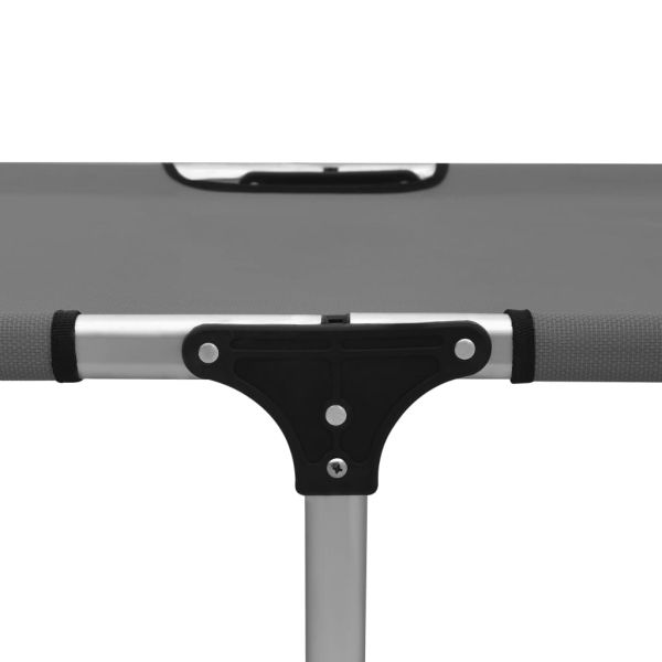 Допълнително висок сгъваем шезлонг за възрастни сив алуминий