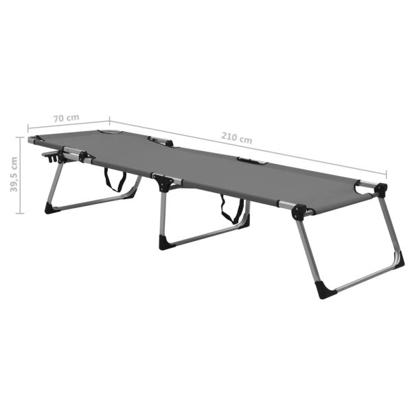 Допълнително висок сгъваем шезлонг за възрастни сив алуминий