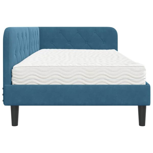 Ъглова рамка за легло Синьо 100 x 200 cm Кадифе