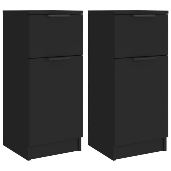 Странични шкафове, 2 бр, черни, 30x30x70 см, инженерно дърво