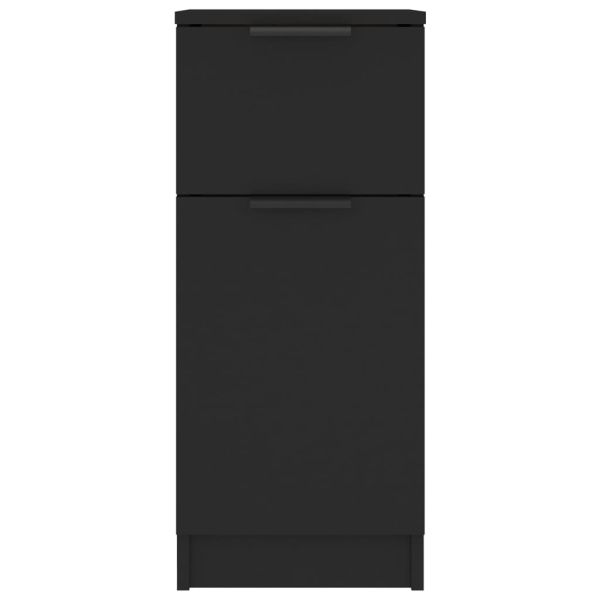 Странични шкафове, 2 бр, черни, 30x30x70 см, инженерно дърво