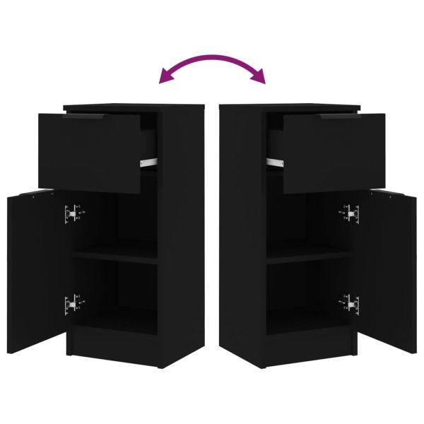 Странични шкафове, 2 бр, черни, 30x30x70 см, инженерно дърво