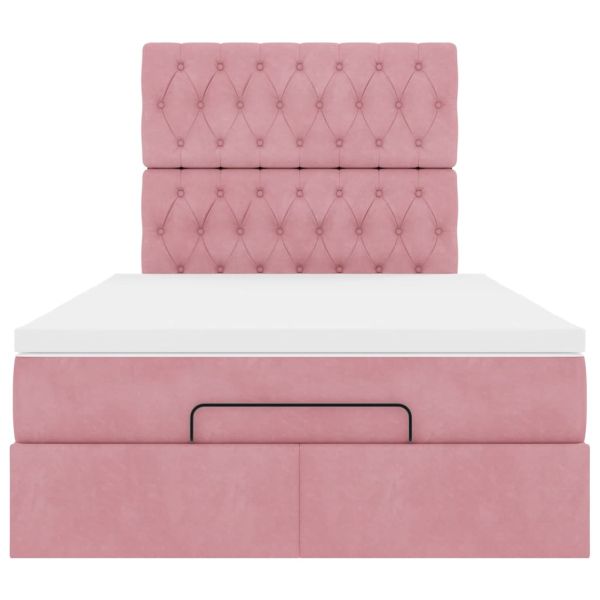 Османска легло с матраци, розово, 120x200 см, кадифе