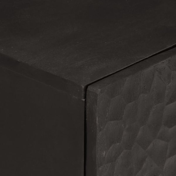 Страничен шкаф, черен, 60x33x75 см, манго масивно дърво