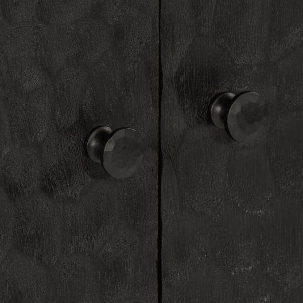 Страничен шкаф, черен, 60x33x75 см, манго масивно дърво