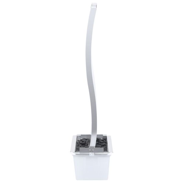 Градински фонтан с помпа, неръждаема стомана, 130 см, извит