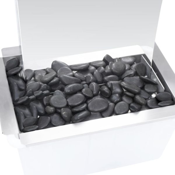 Градински фонтан с помпа, неръждаема стомана, 130 см, извит