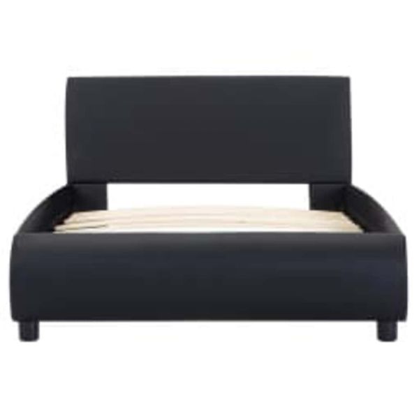 Рамка за легло с LED, черна, изкуствена кожа, 100x200 cм