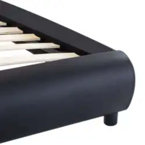 Рамка за легло с LED, черна, изкуствена кожа, 100x200 cм