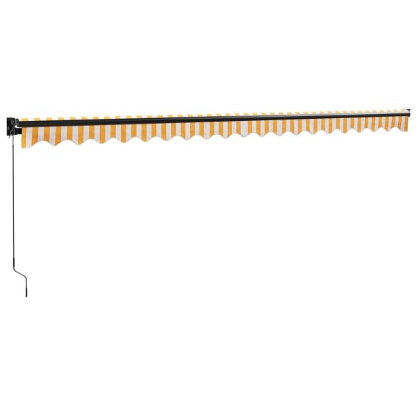 Прибираща се тента жълто и бяло 5x3 м плат и алуминий