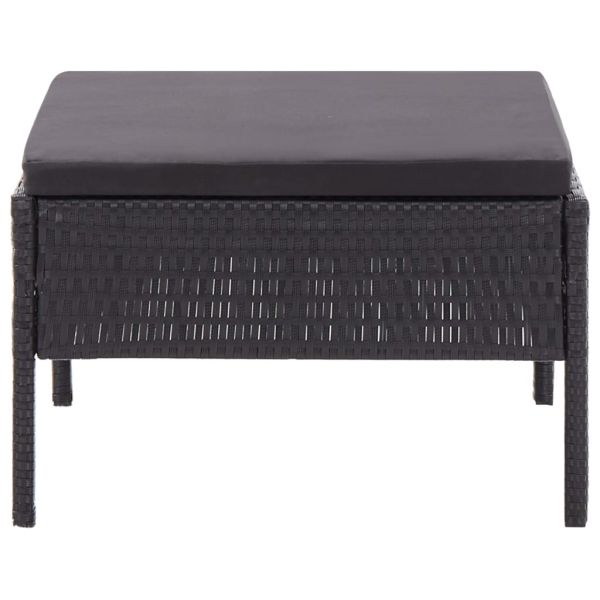 Градински комплект с възглавници, 3 части, полиратан, черен