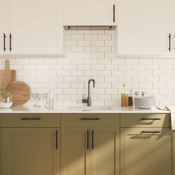 Дръжки за шкафове, 10 бр, черни, 128 мм, неръждаема стомана