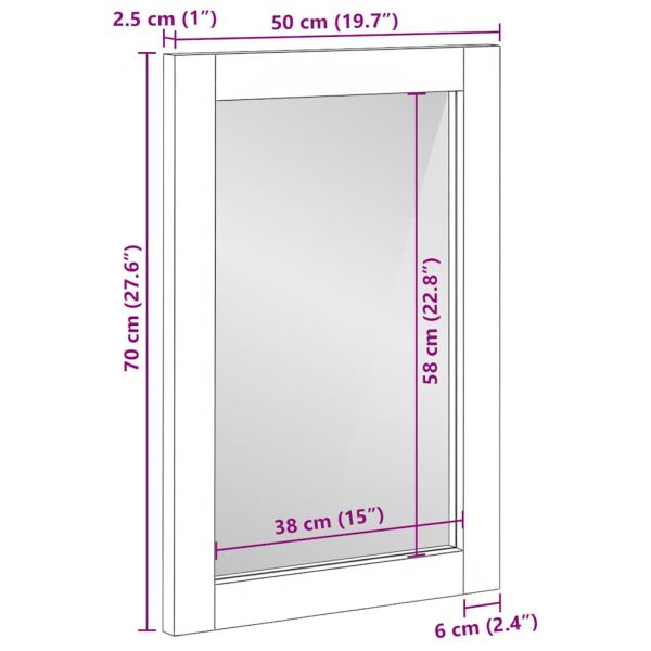Огледало за баня, черно, 50x70x2,5 см, инженерно дърво и месинг