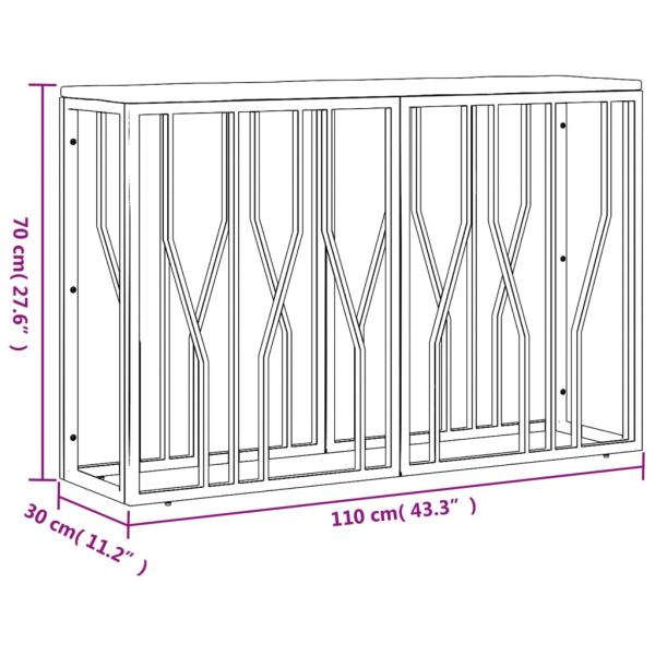 Конзолна маса, златиста, инокс и регенерирано дърво