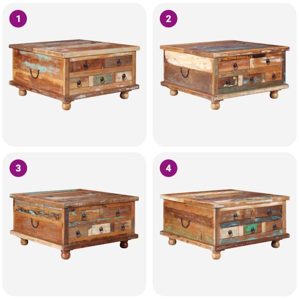 Маса за кафе регенерирано дърво 70x70x38 см