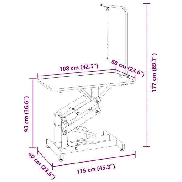 Хидравлична маса за подстригване на домашни любимци, регулируема