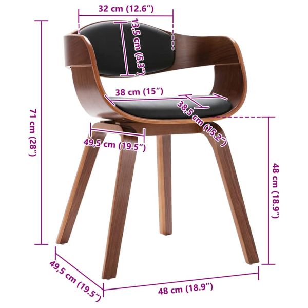 Трапезни столове, 2 бр, извито дърво и изкуствена кожа