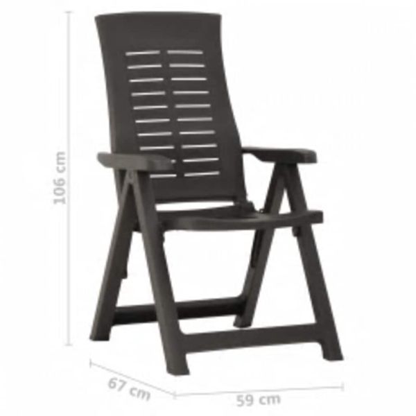 Градински регулируеми столове, 2 бр, пластмаса, антрацит