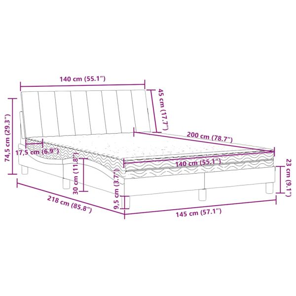 Легло с матрак Hanko, тъмнозелено, 140x200 см, кадифе