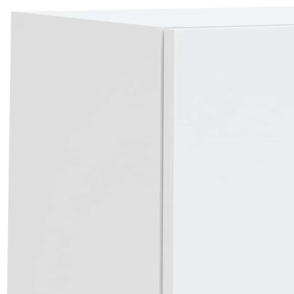 ТВ стенни модули с LED, 6 части, бели, инженерно дърво