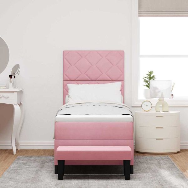 Легло с пружинирана основа с таблото Розово 200 x 80 см Кадифе