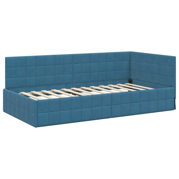 Ъглова рамка за легло с матрак с таблото 2 pcs Синьо Кадифе