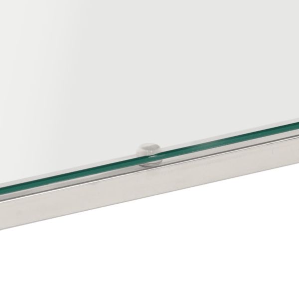 Кафе маса, сребриста, неръждаема стомана и закалено стъкло