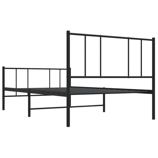 Метална рамка за легло с горна и долна табла, черна, 80x200 см