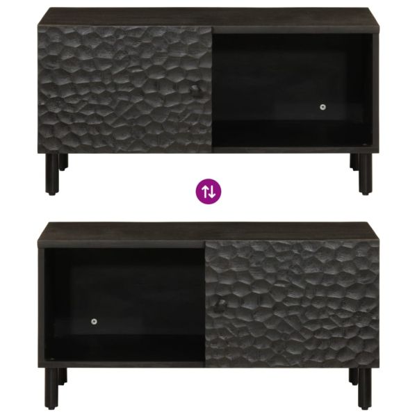 Кафе маса, черна, 80x50x40 см, мангово дърво масив