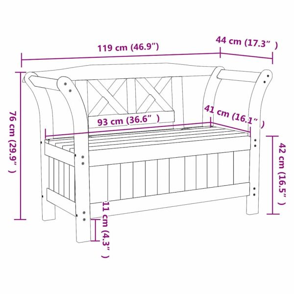 Външна пейка Кафяво 119 x 44 x 76 см Солидно борово дърво