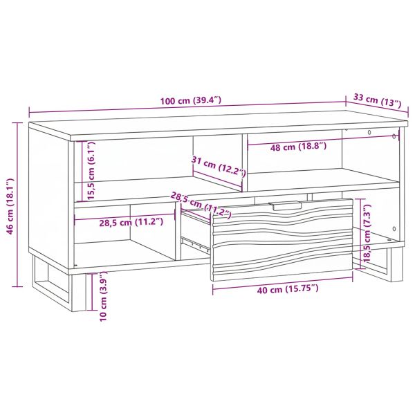 ТВ Единици с чекмедже Кафяво 105 x 33 x 46 см Инженерно дърво