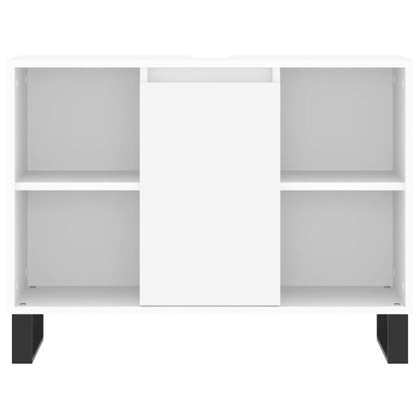 Шкаф за баня, бял, 80x33x60 см, инженерно дърво