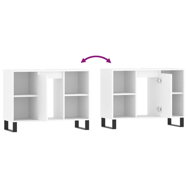 Шкаф за баня, бял, 80x33x60 см, инженерно дърво