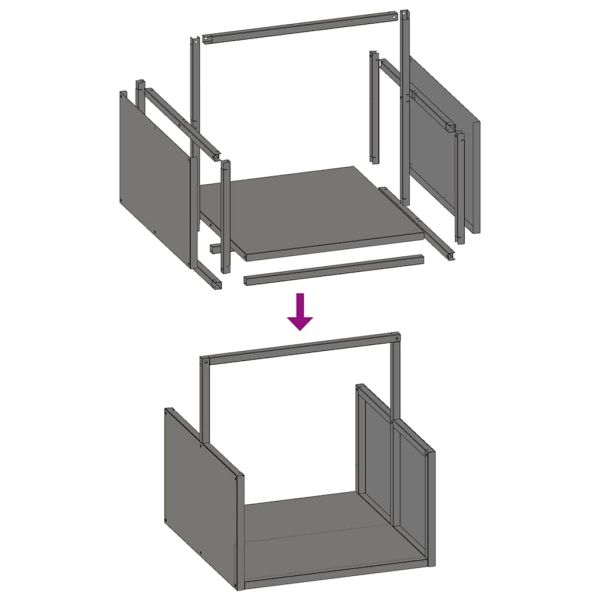 Стойка за дърва, черна, 40x40x40 см, студеновалцувана стомана