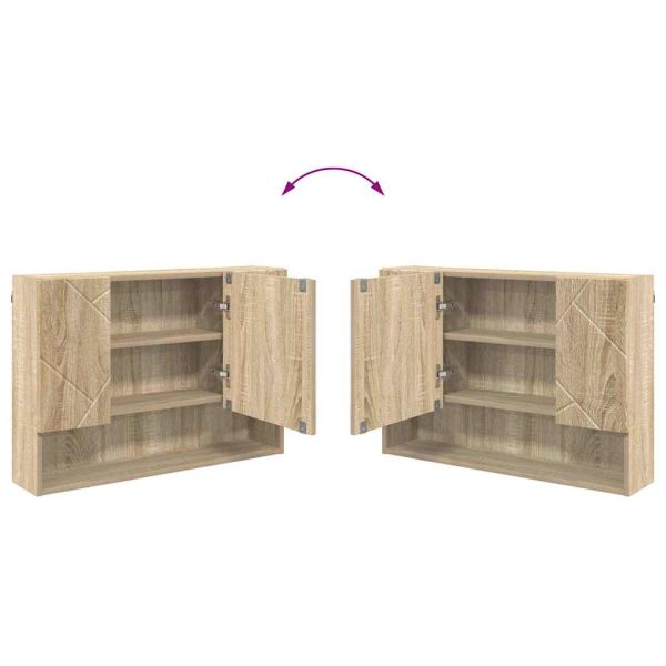 Шкаф с огледало Сонома дъб 80 x 17 x 55 см Инженерно дърво