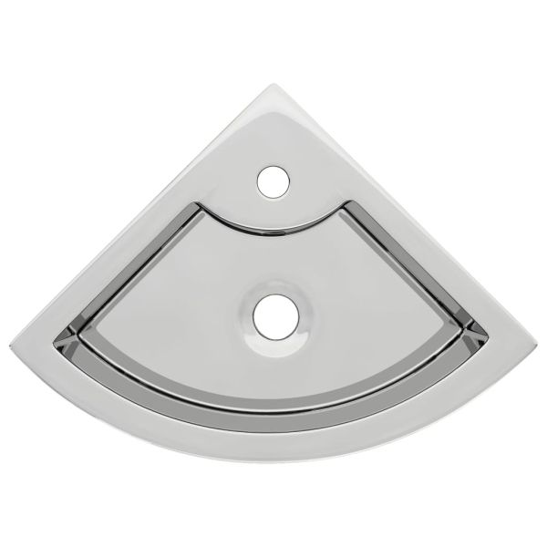 Мивка с преливник, 45x32x12,5 см, керамична, сребриста