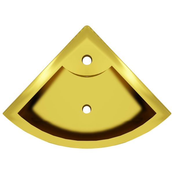 Мивка с преливник, 45x32x12,5 см, керамична, златиста