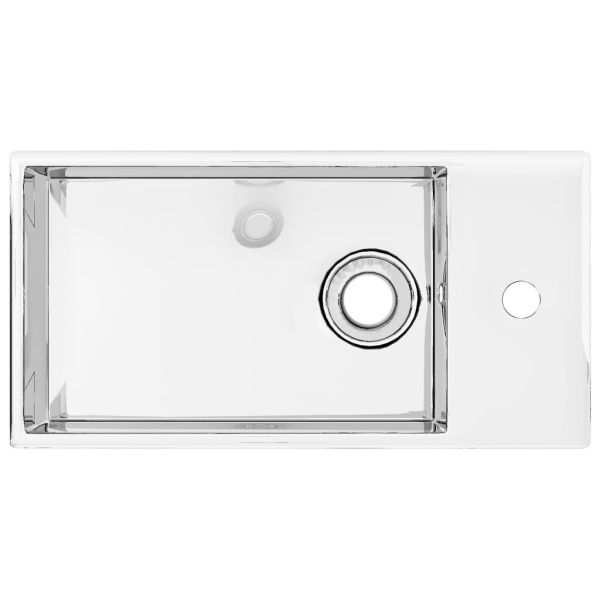 Мивка с преливник, 49x25x15 см, керамична, сребриста