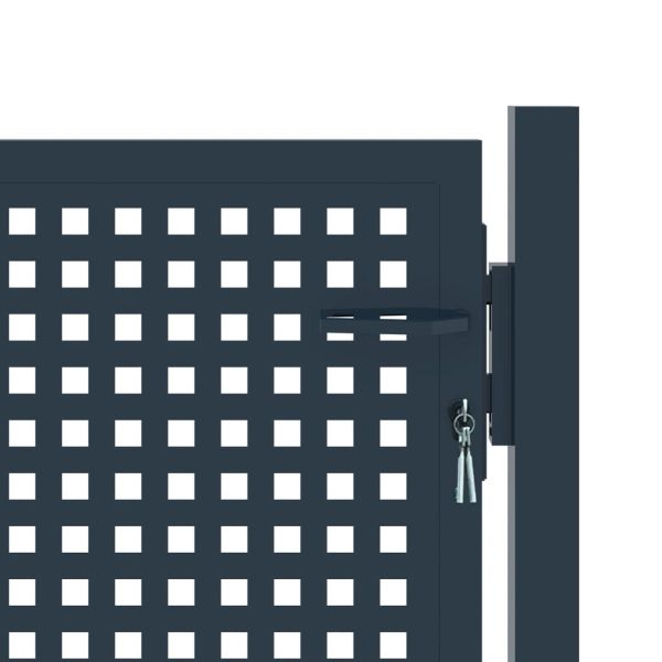 Оградна порта, антрацит, 102x75 см, стомана