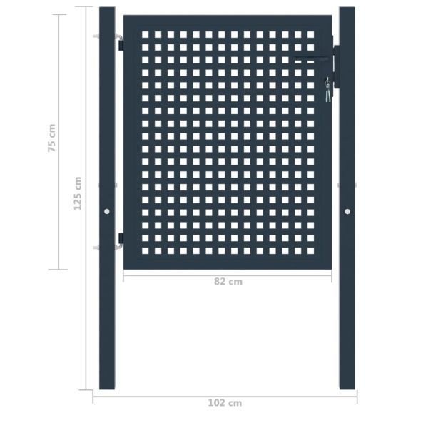 Оградна порта, антрацит, 102x75 см, стомана