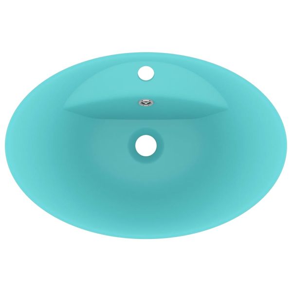 Мивка с преливник лукс овал светлозелен мат 58,5x39 см керамика