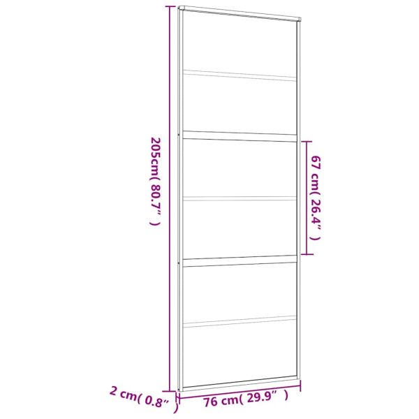 Плъзгаща се врата 76x205 см матирано ESG стъкло и алуминий