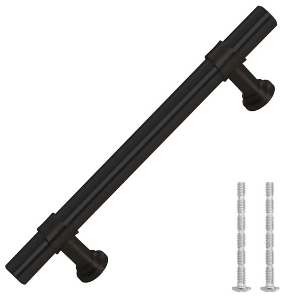 Дръжки за шкафове, 10 бр, черни, 96 мм, неръждаема стомана