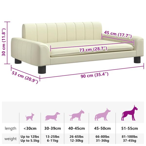Кучешко легло, кремаво, 90x53x30 см, изкуствена кожа