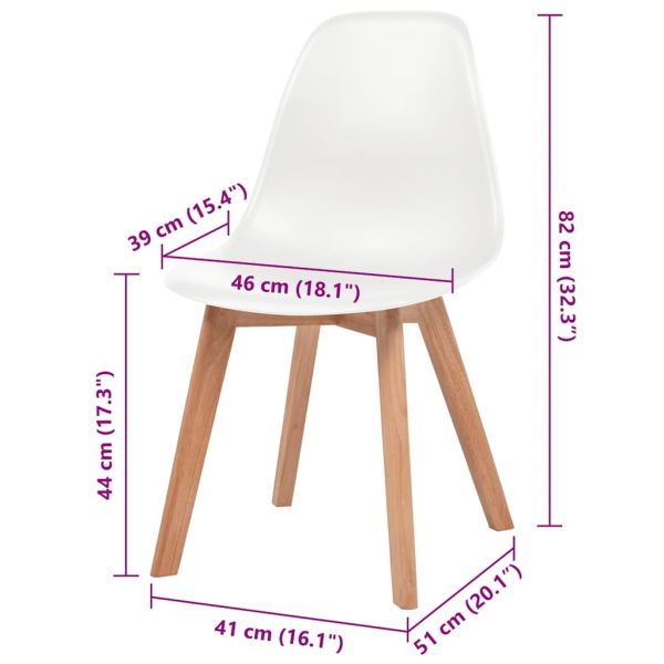 Трапезни столове, 4 бр, бели, пластмаса