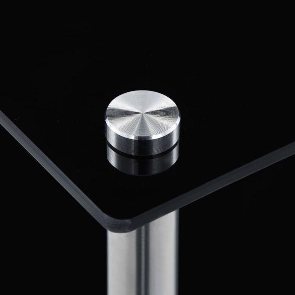 Етажерка с 5 рафта, черна, 40x40x130 см, закалено стъкло