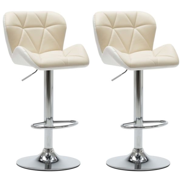Бар табуретки, 2 бр, кремави, изкуствена кожа