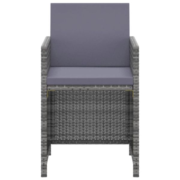 Градински комплект с възглавници 3 части полиратан сив