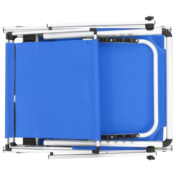 312457 Folding Sun Loungers with Roof 2 pcs Aluminium&Textilene Blue