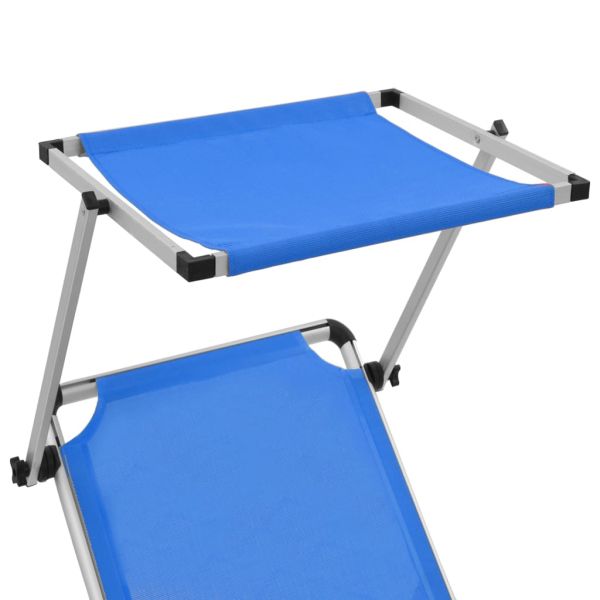 312457 Folding Sun Loungers with Roof 2 pcs Aluminium&Textilene Blue